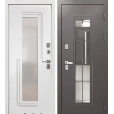 Дверь входная LUXOR ТЕРМО 7 Букле антрацит - Эмалит белый с терморазрывом